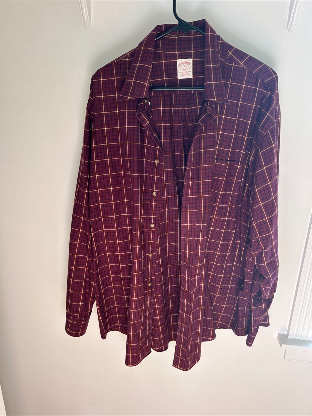 Brooks Brothers Burgundy Plaid Long-Sleeve Button-Down Shirt